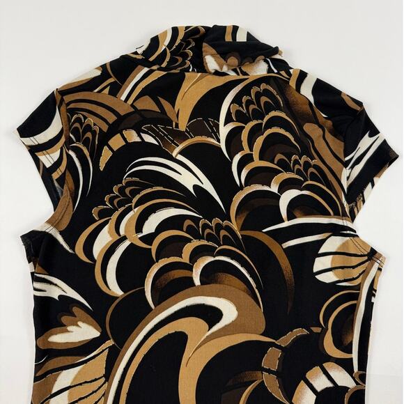 Y2K Women’s Brown & Black Funky/Floral Patterned Fitted Top - Picture 6 of 7